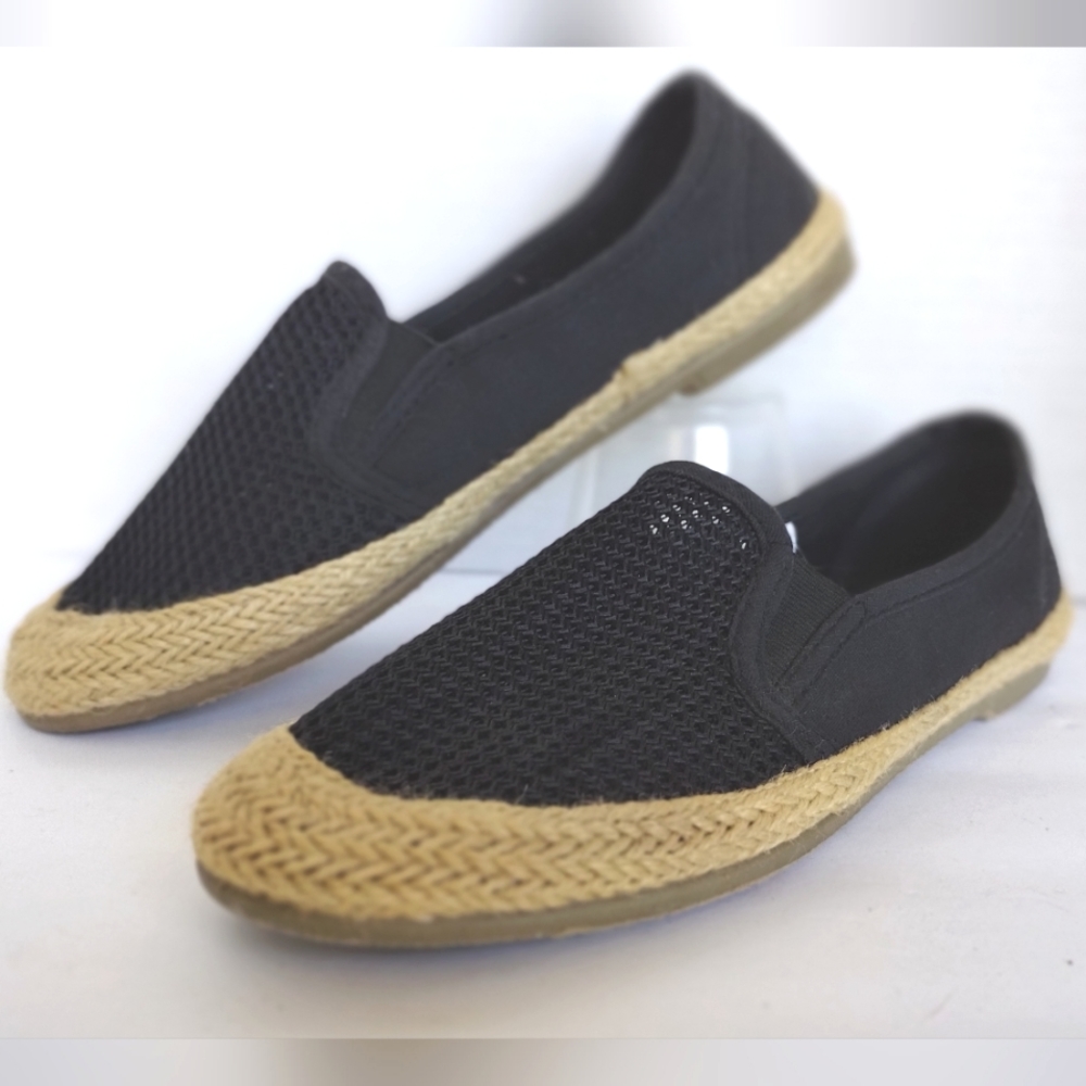 Coral Bay | Black | Slip On | Espadrilles Flats Size 7